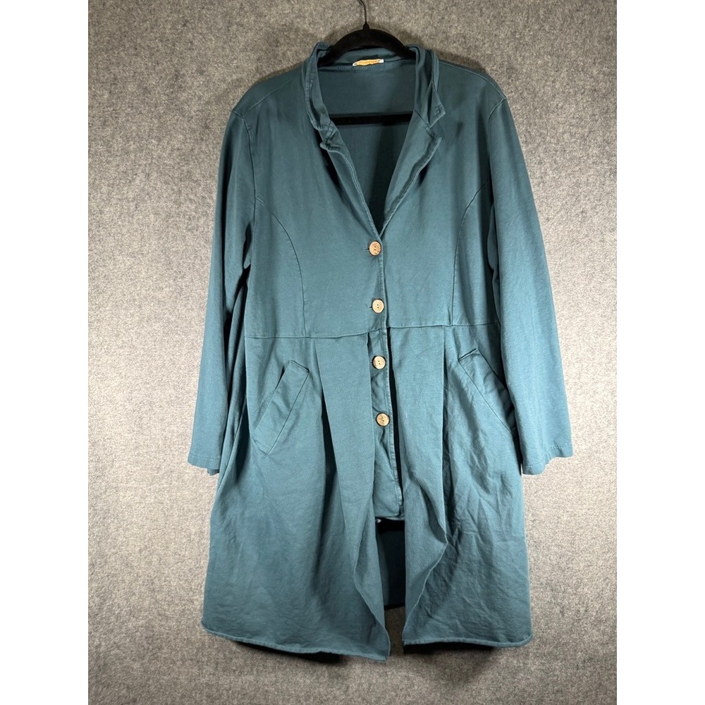 Teal Women's Button-Front Long Coat